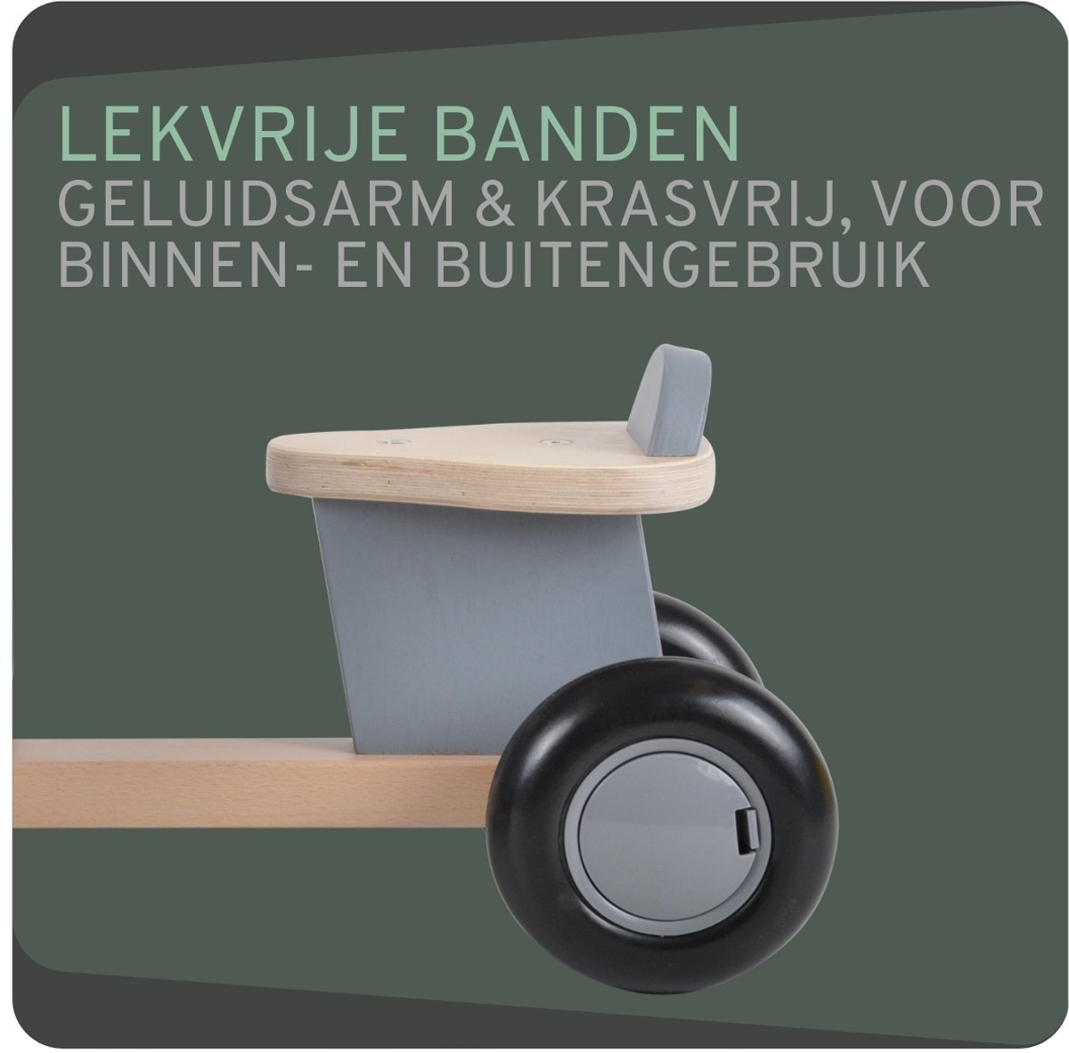 Bandits & Angels Bakfiets Loopfiets Hout Little Rider Grey vanaf 1 jaar - Voor Jongens en Meisjes - Ride-On Houten Bakfiets - Houten Loop Fiets Grijs - Geluidsarme Wielen - Kraamcadeau — afbeelding 6