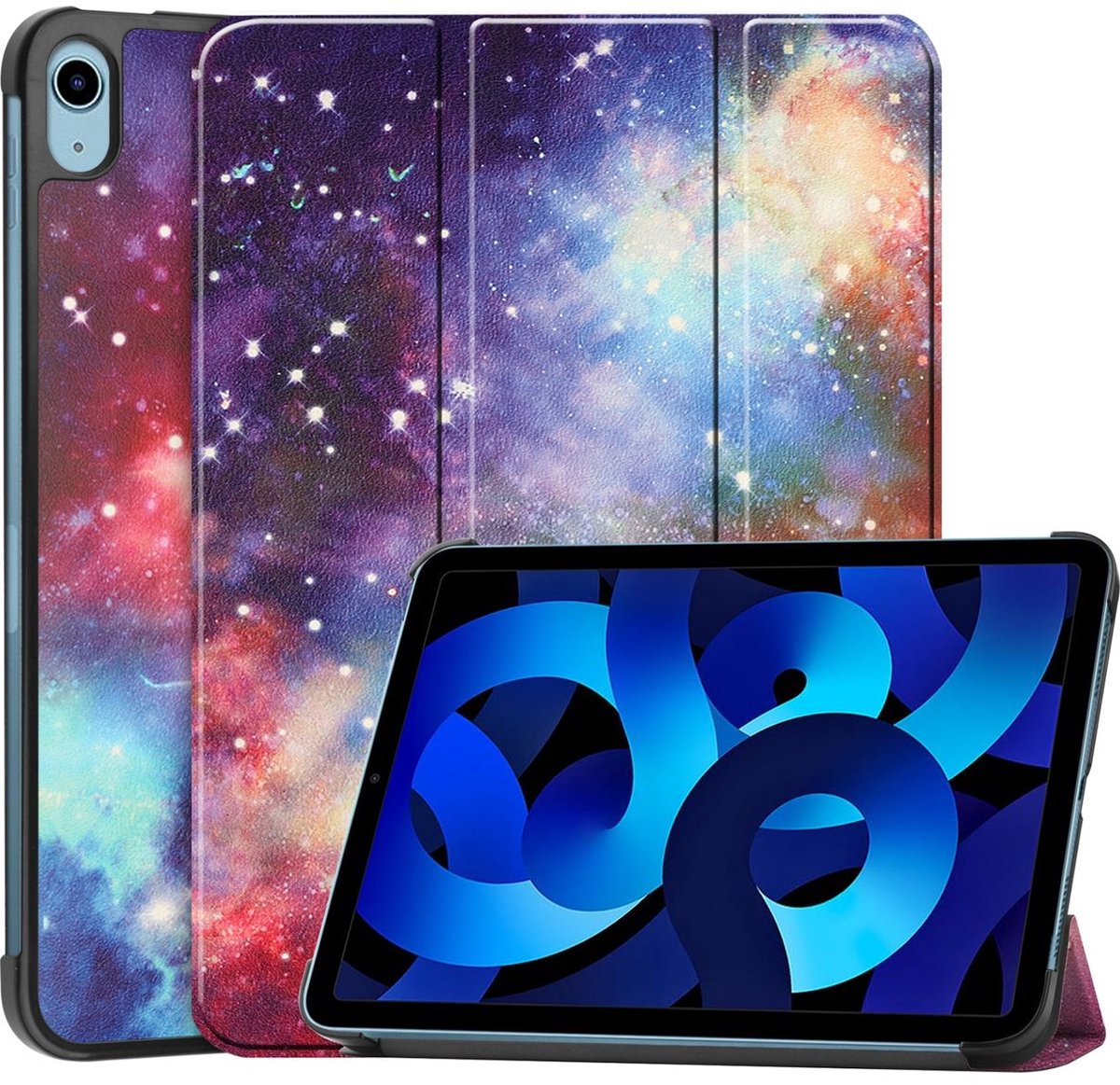 Mobigear Tablethoes geschikt voor Apple iPad 11 (2025) Hoes | Mobigear Tri-Fold Bookcase - Milky Way Nebula