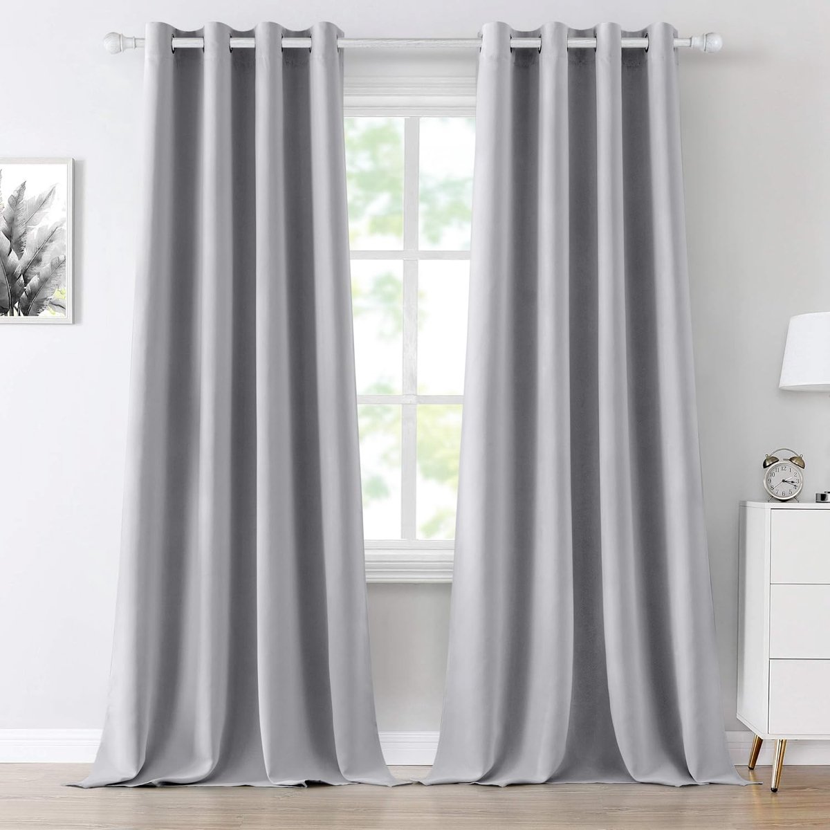 My Ninki ® Gordijnen met Zachte Verduisterende Eigenschappen en Thermische Isolatie voor Slaapkamer en Woonkamer, Grijs, Set van 2