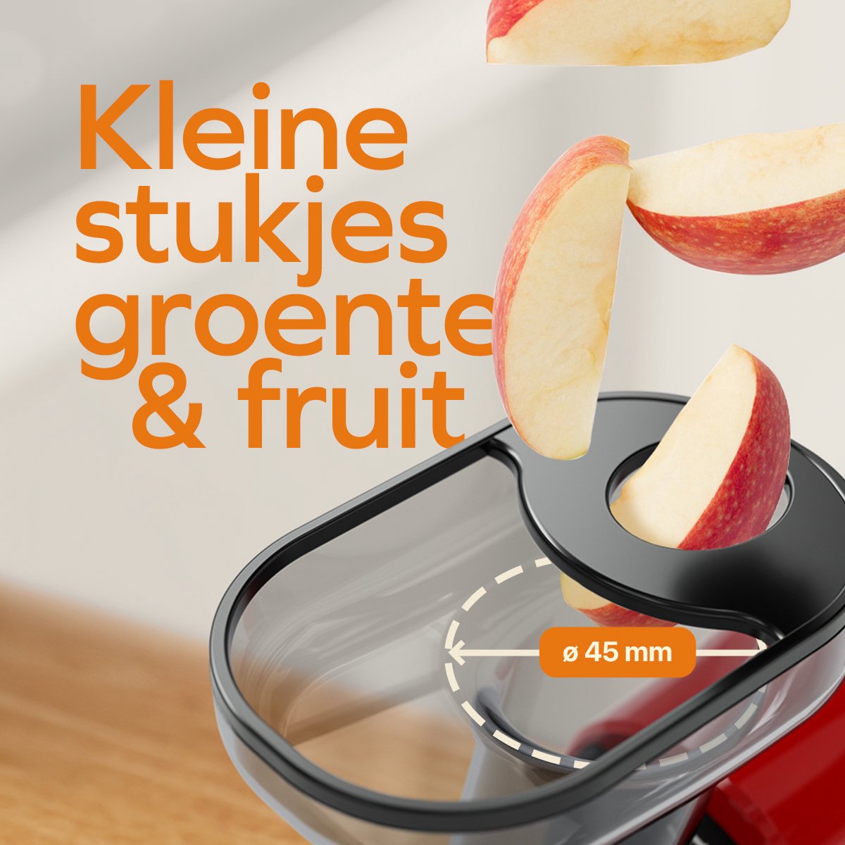 KitchenBrothers Slowjuicer - Sapcentrifuge - Compact - Juicer - Groenten en Fruitpers - 45 mm - 500 ml - Rood thumbnail 4