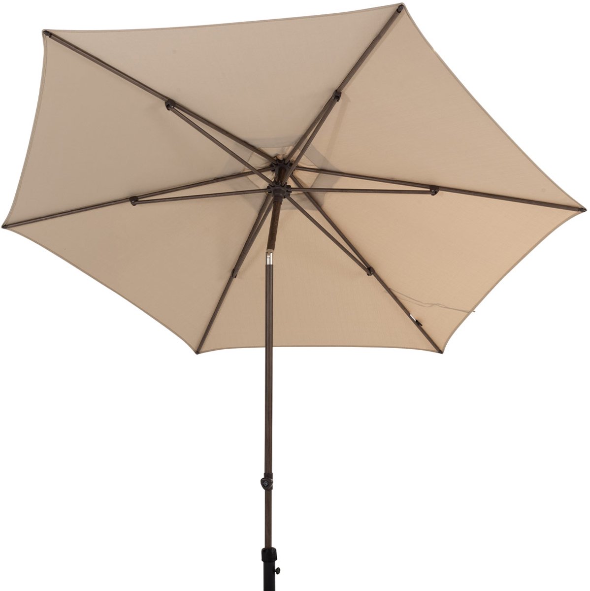 4 Seasons Azzurro stokparasol with Ø300 cm beach solefin canopy in Wenge frame.