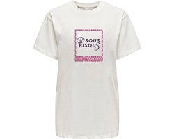 ONLY ONLFLEUR LIFE S/S TEE CS JRS Dames T-shirt - Cloud Dancer Bisous