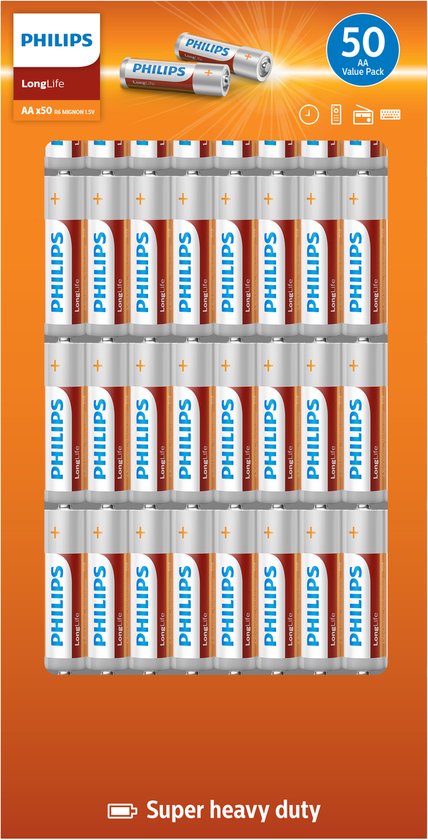 Philips Longlife Batterijen - AA - 50 stuks