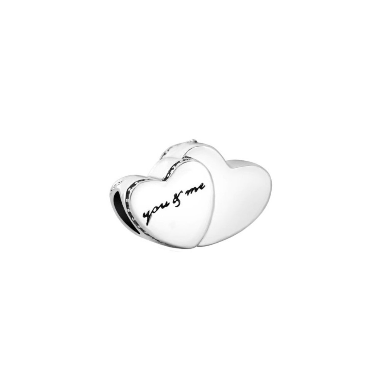 SportPresent® - Love - You and Me - Bedel voor Armband - Geschikt voor armband - Hart - Bedel - Harts - San Valentino - Zilver 925 - Strass - Goud -Liefde - Valentijnsdag - Love - Ketting - BedelArmband-Kraal - Hanger - Sportsieraad - Sieraad