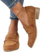 Mocassins Bovista pour femme - À talon - Chaussures femme - Chaussures à enfiler-on - Camel - Pointure 43