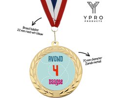 Avond 4 Daagse Medaille metaal - goudkleurig - wandelen - inclusief halslint