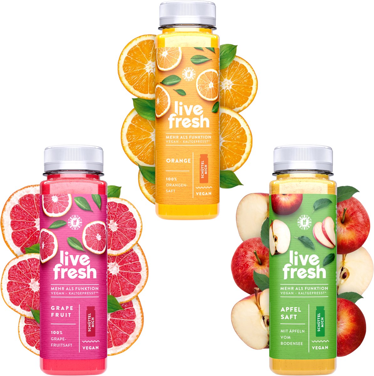 LiveFresh vruchtensap proeverij – 12 vruchtensappen (250 ml) koudgeperst uit fruit – vruchtensappen zonder suiker en toevoegingen