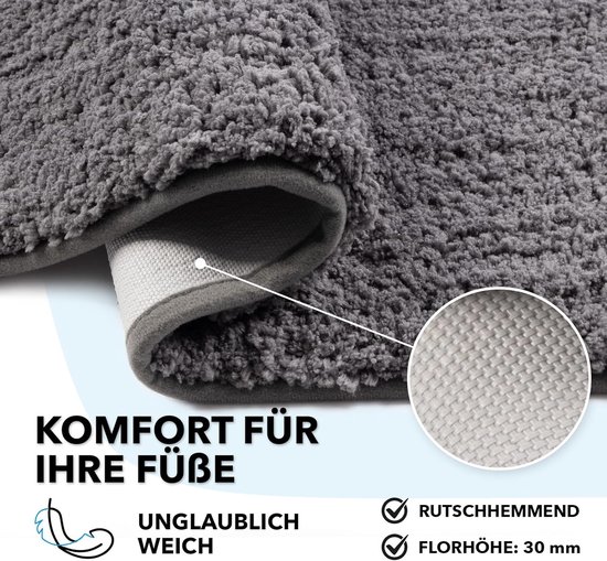 SKY Tapis de Badmat - Sky Soft - Tapis de Douche - Antidérapant - Gris Foncé - 80 x 150 cm