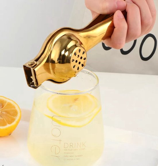 CHPN - Citruspers - Handpers -Citruspers - Citroen pers - citroen persen- Citrusap - Citroensap - Peeling - Keukenaccessoire - Citrus - RVS - Limoenpers - Goudkleurig - Roestvrijstaal van CHPN — afbeelding 2