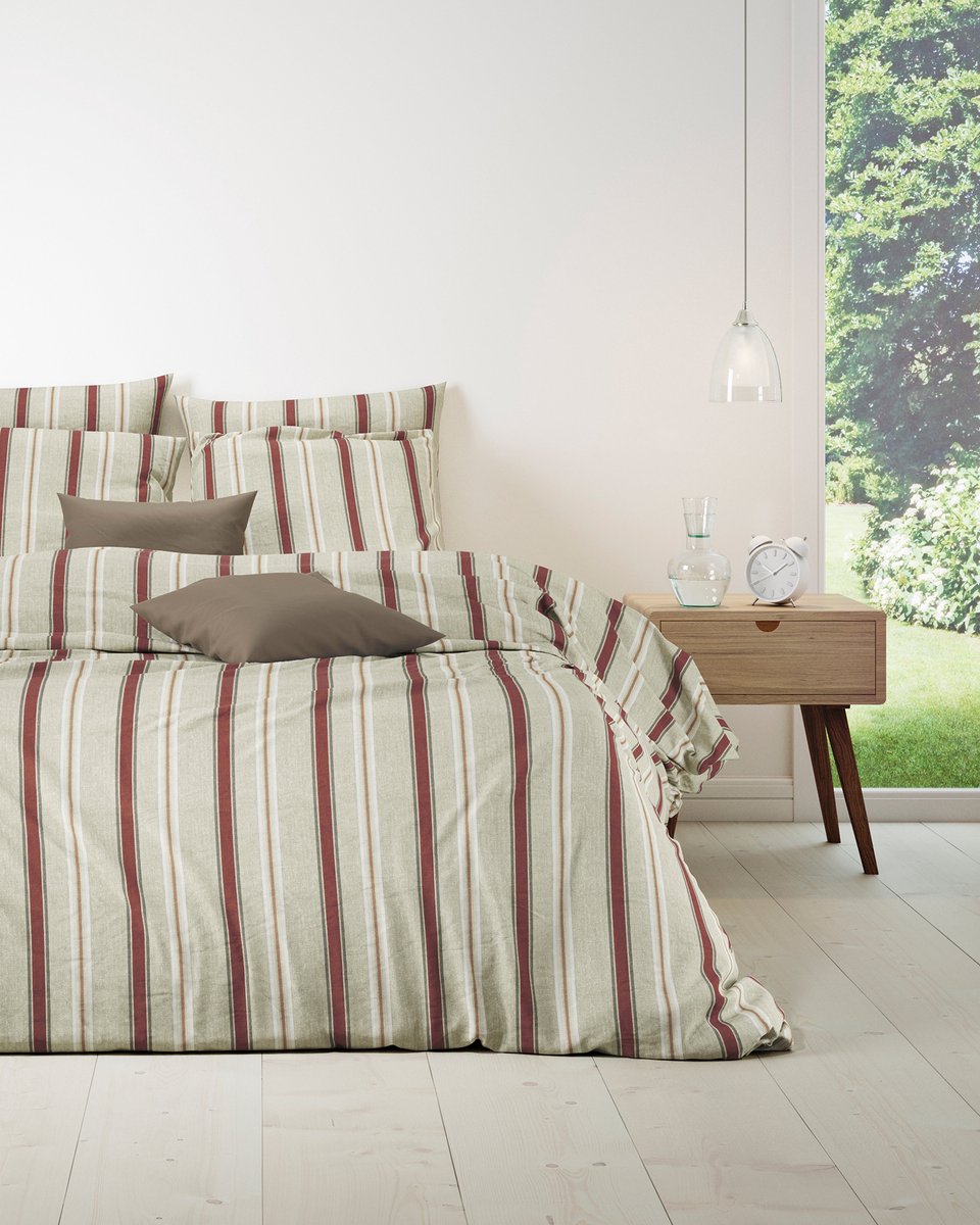 Mistral Home - DEKBEDOVERTREK - katoen renforcé - 260 x 240 cm + 2x 65 x 65 cm - extra breed - ruiten - roest- Duurzaam