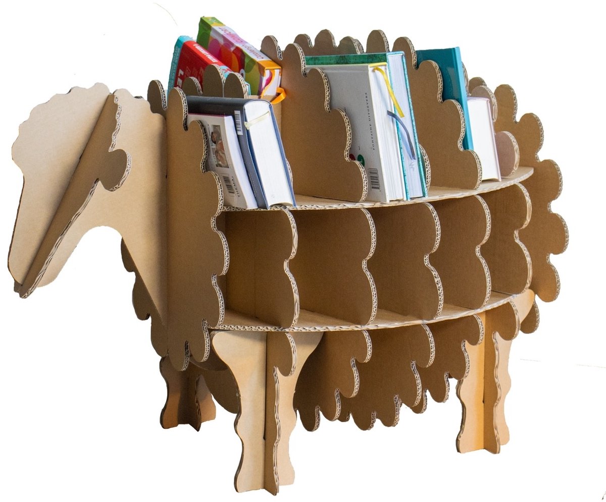 Kartonnen schaap boekenrek - Opbergruimte voor je boeken en spullen - Kartent