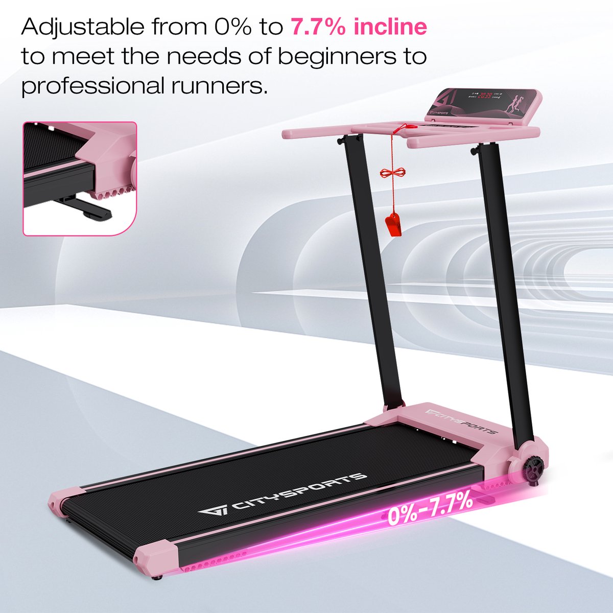 Afbeelding 2 van CITYSPORTS Loopband 1-12km/u - Walking pad - Wandelband - elektrische loopband - Inklapbaar