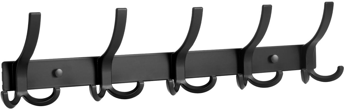 My Ninki ® Multifunctionele Wandgarderobe met 15 Praktische Haken voor Elke Ruimte in Huis, Ideaal voor Jassen en Meer zwart
