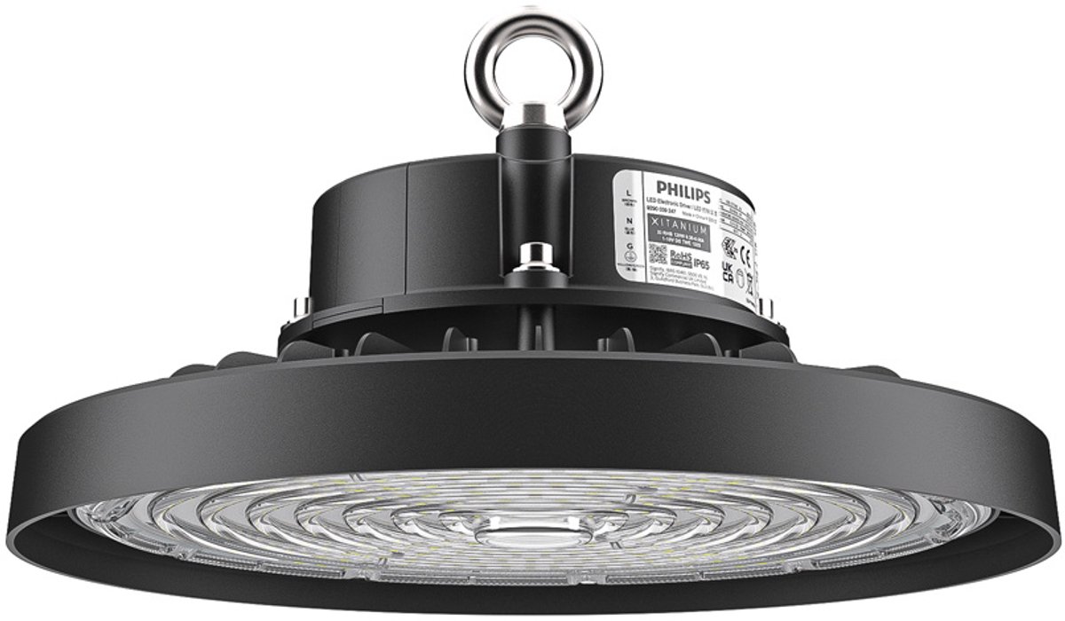 HOFTRONIC Nova LED High Bay - 150 Watt 24000 Lumen (160lm/W) - Philips Driver - 1-10 Volt - 6500K Daglicht wit - Lumileds LED Chips Zwart