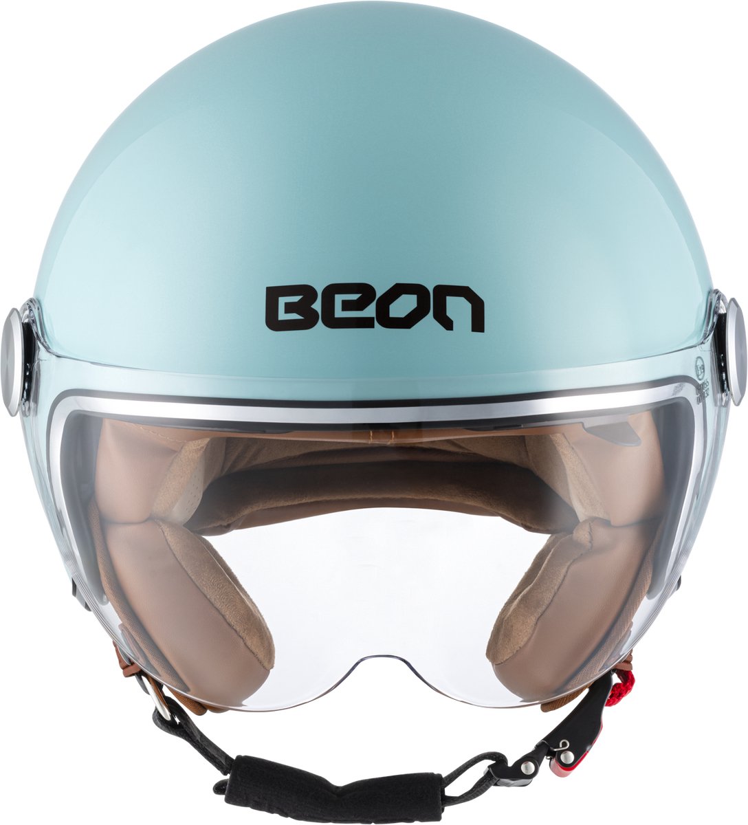 BEON B120 Scooterhelm - M - Jethelm met Zonnevizier - Motorhelm - Geschikt voor Vespa, Scooter, Brommer, Motor en Snorfiets - Mint Groen – foto 4