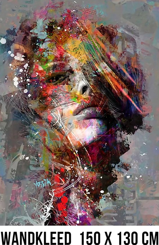 Allernieuwste.nl® Sterke Zelfstandige Vrouw Wandkleed Wandtapijt Wanddecoratie Muurkleed Tapestry - Abstract Graffiti - Kleur - 150 x 130 cm