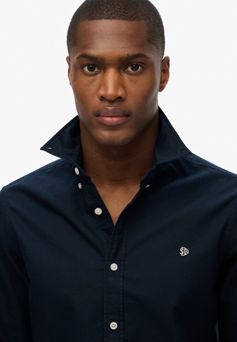 Superdry Klassiek Oxford Overhemd met Lange Mouwen Heren Lange mouwen shirts Marineblauw