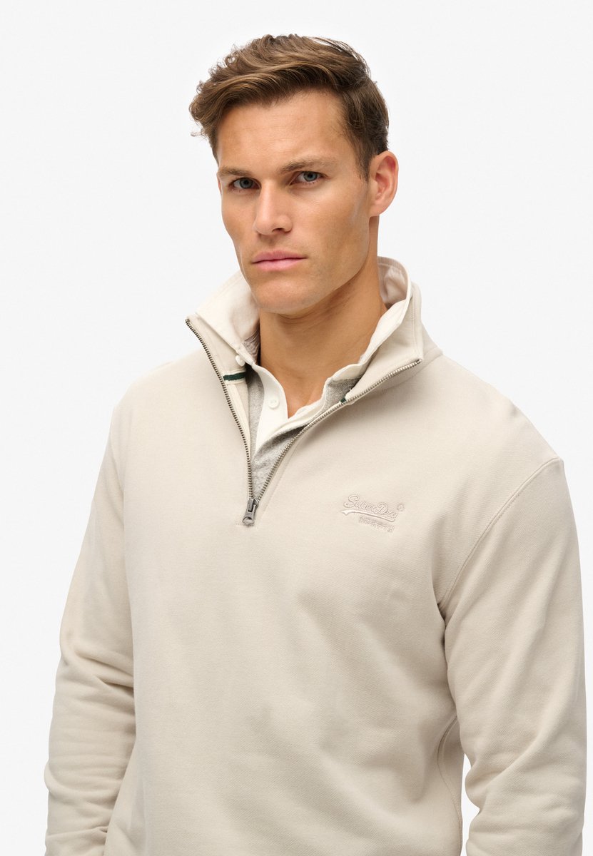 Superdry Essential sweatshirt met logo en halve rits Heren Truien Beige