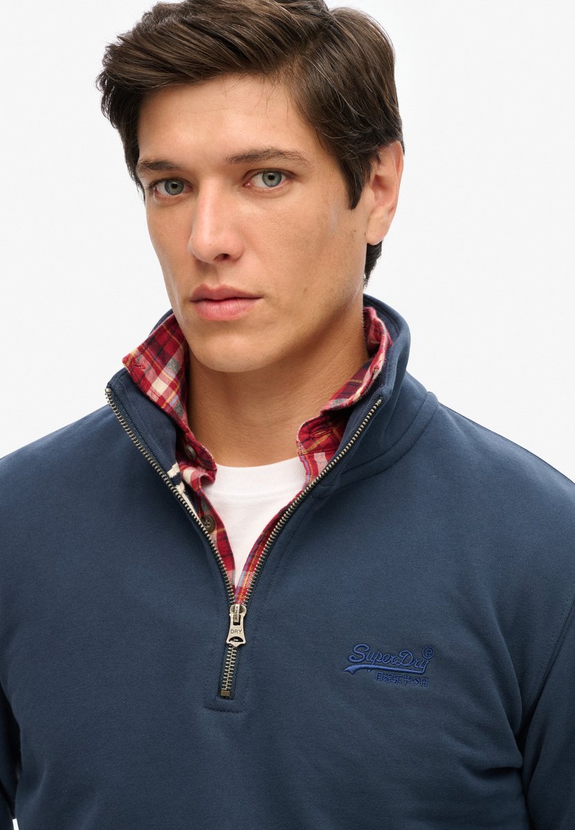 Superdry ESSENTIAL LOGO HENLEY Heren Trui 2XL Blauw