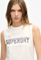 T-shirt ajusté Mouwloos Superdry Embellish Archive Wit S Femme