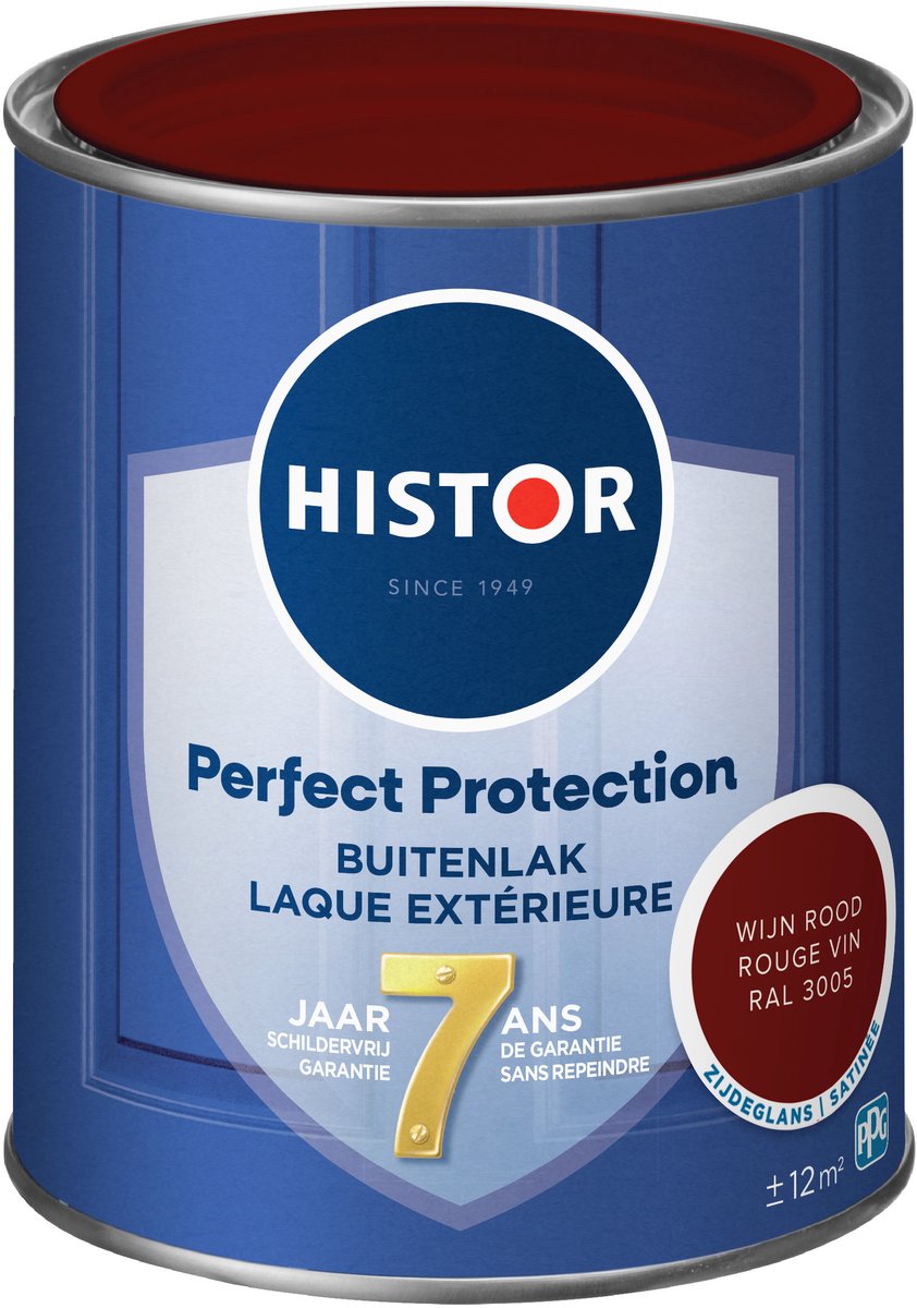 Histor Perfect Protection Buitenlak - Houtlak - Houtverf voor Buiten - Zijdeglans Verf voor Hout - Buitenverf - Wijn Rood RAL 3005 - 0.75 L – foto 4