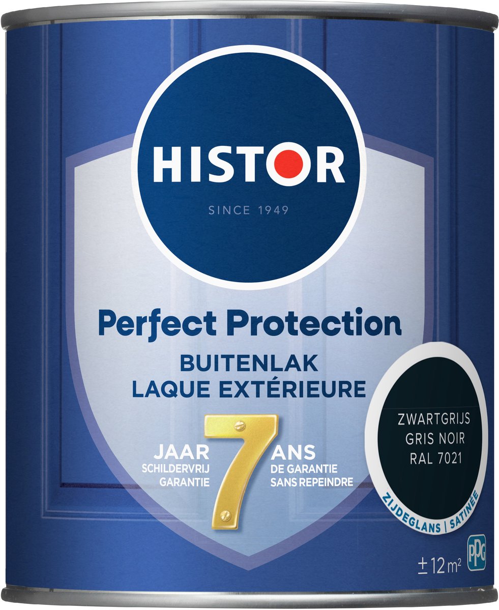 Histor Perfect Protection Buitenlak - Houtlak - Houtverf voor Buiten - Zijdeglans Verf voor Hout - Buitenverf - Zwartgrijs RAL 7021 - 0.75 L – foto 5