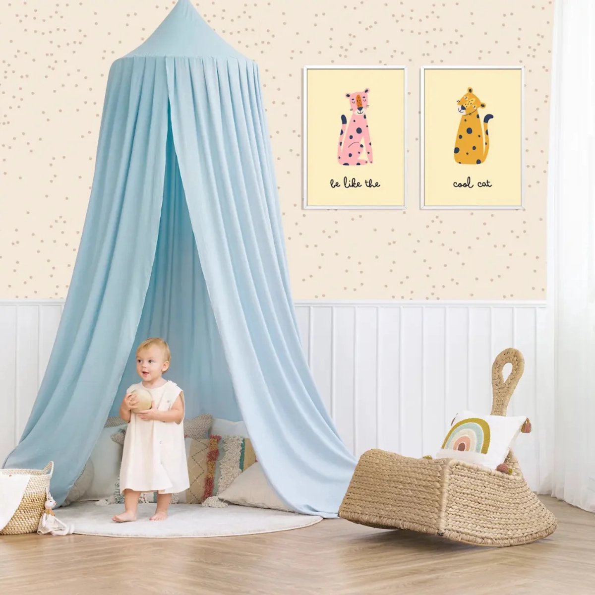 Kinderkamer poster met dieren jungle - Be like the cool cat | Babykamer | kinderkamer decoratie | Tweeluik poster met leopard/kat | Wanddecoratie | 30x40 cm