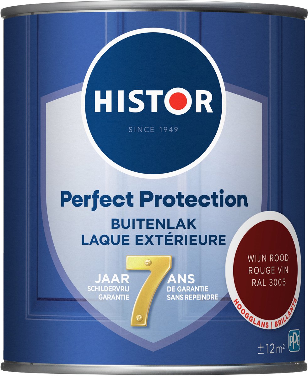Histor Perfect Protection Buitenlak - Houtlak - Houtverf voor Buiten - Hoogglans Verf voor Hout - Buitenverf - Wijn Rood RAL 3005 - 0.75 L – foto 4