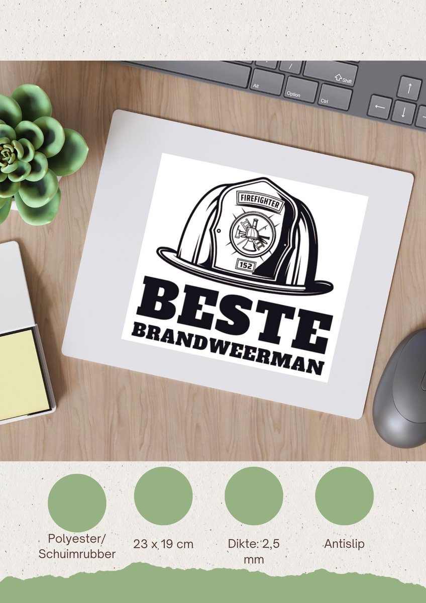 Akyol - beste brandweerman Muismat - Beste brandweerman - collega - cadeau - 23 bij 19 cm