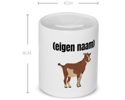 Akyol - geit met hoorn Spaarpot - Geit - geiten liefhebbers - met eigen naam - dieren liefhebber - leuk cadeau voor iemand die houdt van geiten - cadeau - kado - 350 ML inhoud