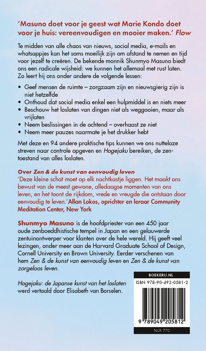 Hogejaku: de Japanse kunst van het loslaten - back cover