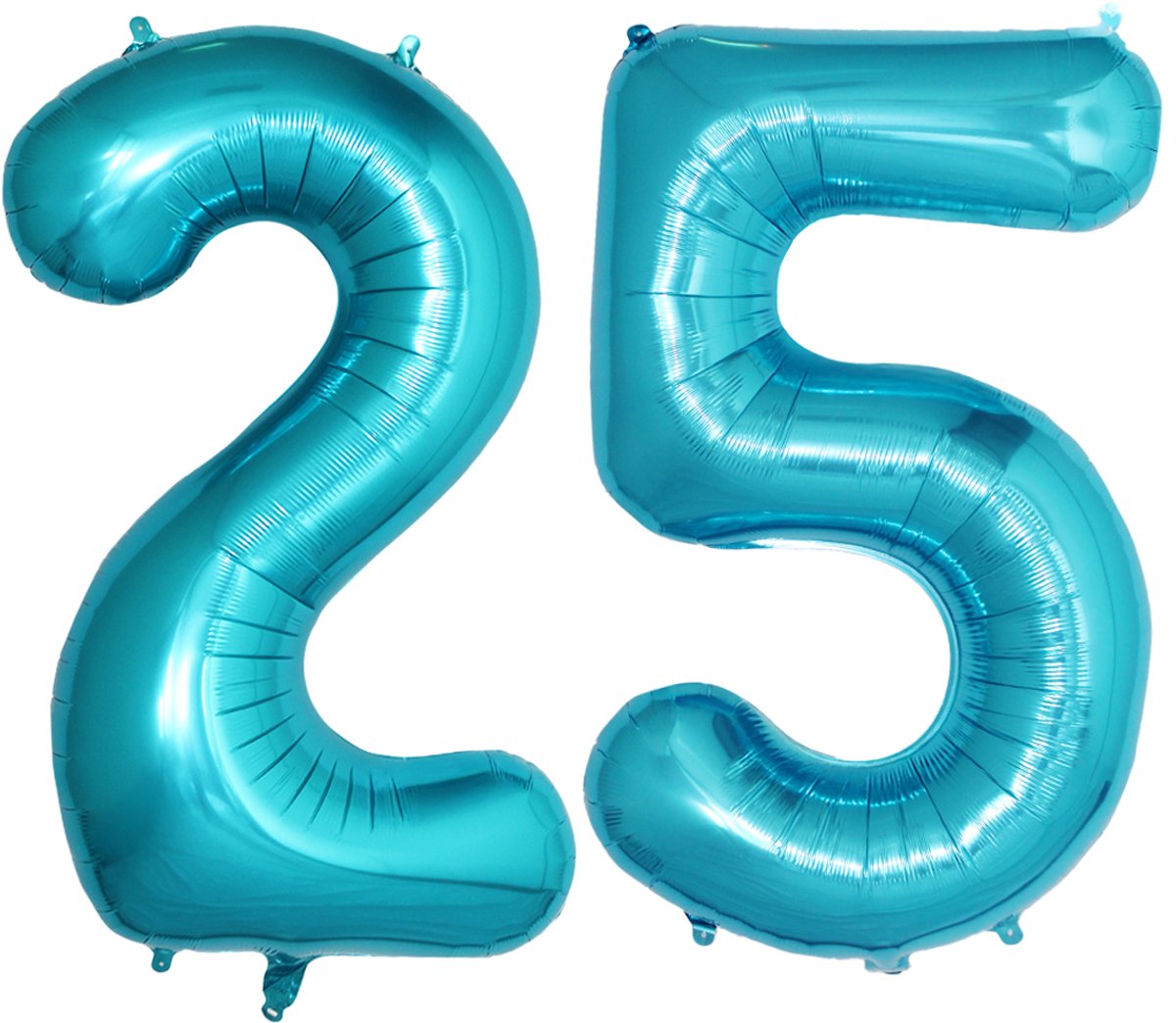 Folie Ballon Cijfer 25 Jaar Cijferballon Feest Versiering Folieballon Verjaardag Versiering Blauw XL 86Cm Met Rietje