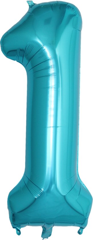 Folie Ballon Cijfer 1 Jaar Cijferballon Feest Versiering Folieballon Verjaardag Versiering Blauw XL 86Cm Met Rietje
