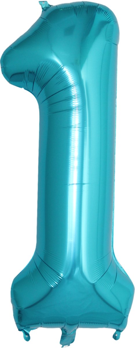 Folie Ballon Cijfer 1 Jaar Cijferballon Feest Versiering Folieballon Verjaardag Versiering Blauw XL 86Cm Rietje