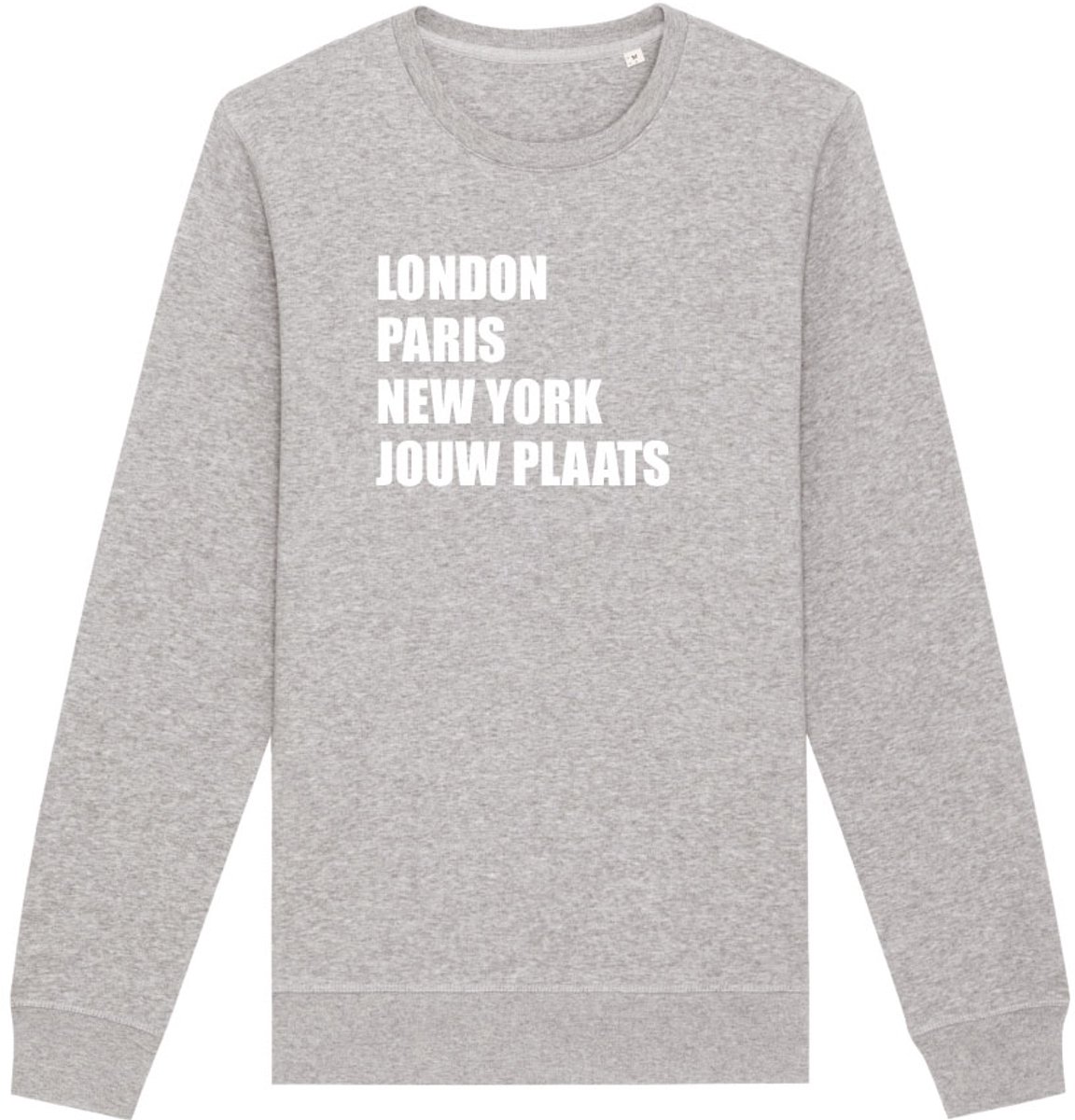 Sweater grijs S London, Paris, New York, jouw woonplaats - wit
