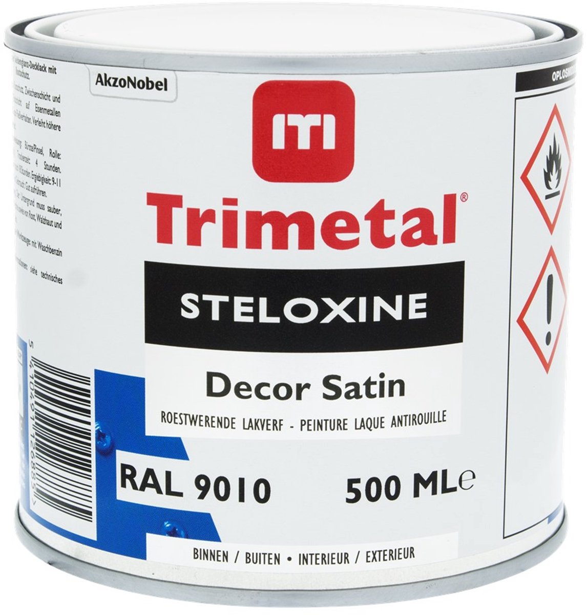 Trimetal Steloxine Decor Satin - 0,5 l - 9-11 m²/l - RAL 9010 - Lak - Afwerkingslaag
