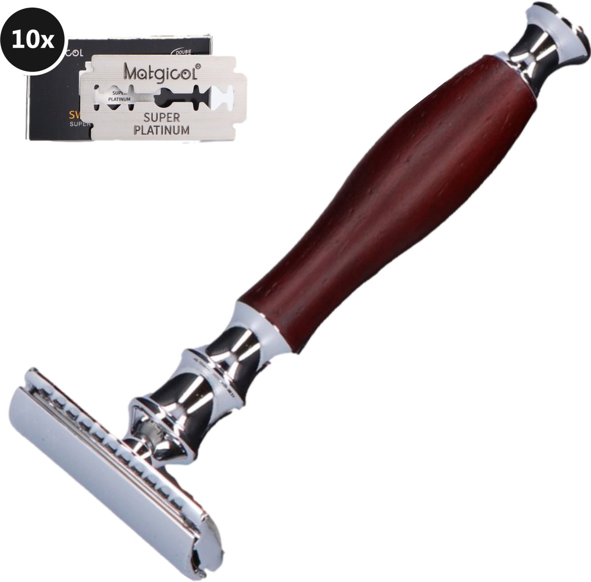 Safety razor voor Vrouwen & Mannen met 10 double edge Scheermesjes - Veiligheidsscheermes