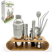 BELLAVITA ® Cocktail Set - 16-delig - 750ml - Cocktail shaker - Cocktailset - Cocktailshaker - Bartender set - Maatbeker - RVS - Bamboe