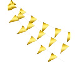 Q2P - Slingers - Verjaardag - Versiering - Gouden - Vlaggenlijn - Feestartikelen - Feest - Decoratie - Slinger - Goud