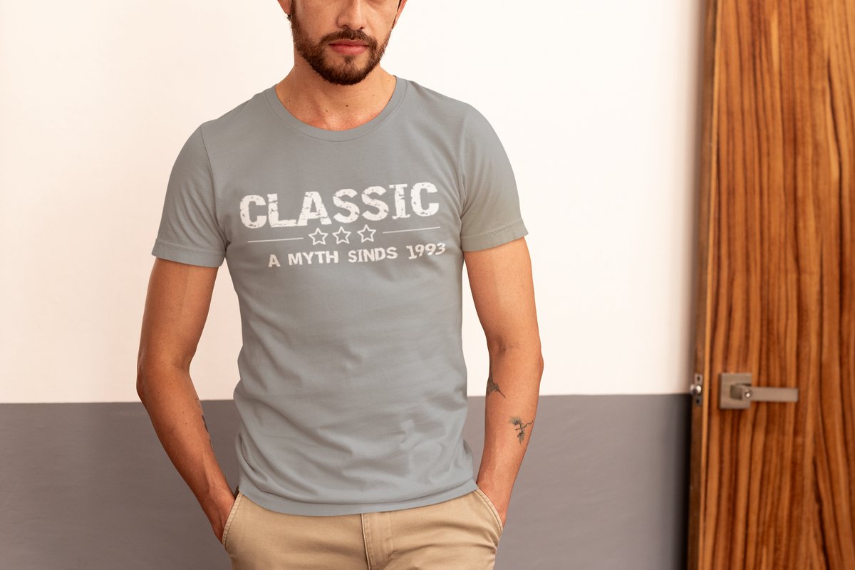 1993 Jaar Grijs T-shirt Heren - Maat L - Classic - Verjaardag Cadeau Mannen - Limited Edition