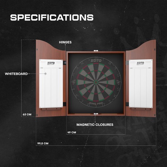 KOTO Cabinet Rood, Dartbordkast, Dartkabinet, Dartbordkast met scorebord, Dartbord ophangsysteem, Dartkabinet accessoires, Stijlvol dartkabinet, Praktisch dartkabinet, Opbergkast voor dartbord van KOTO — afbeelding 4