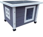 @Pet - @Pet - @Pet - Kattenhok - voor - buiten - 57x45x43 - cm - hout - grijs - en - wit