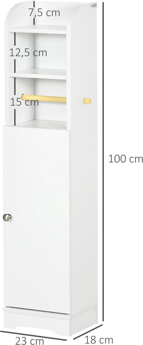 Badkamerkast - Met Rolhouder - Badkamer Kast - Badkamer Kastje - Kolomkast - Badkamerkasten Laag - Badkamerkastje - Badkamer Kastje - Kast - Badkamer - Kasten - Badkamerkast - Badkamer Accessoires - Badkamermeubel - Badkamermeubels