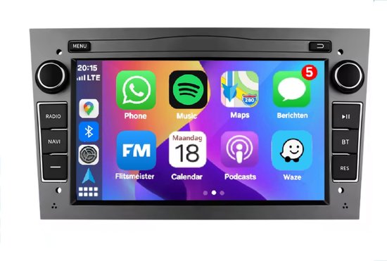 Autoradio 1/32GB met Carplay en Android auto | Geschikt voor Opel Astra H, Corsa D, Vectra C, Combo, Antara, Zafira, Meriva, Vivaro, Tigra 2001-2013 | Radio scherm met Navigatie | 2001 2002 2003 2004 2005 2006 2007 2008 2009 2010 2011 | Donker grijs