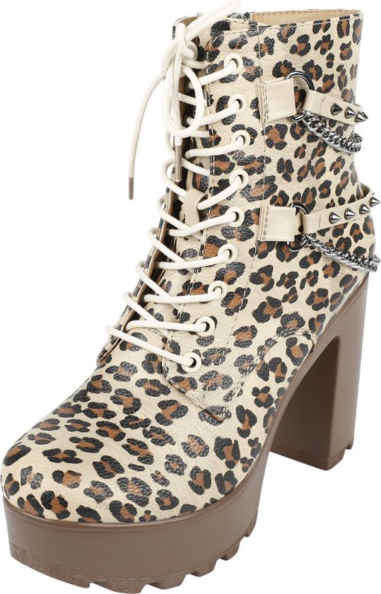 Bottines Rock Rebel by EMP à talon et plateforme, imprimé léopard intégral, pour femme - EU38