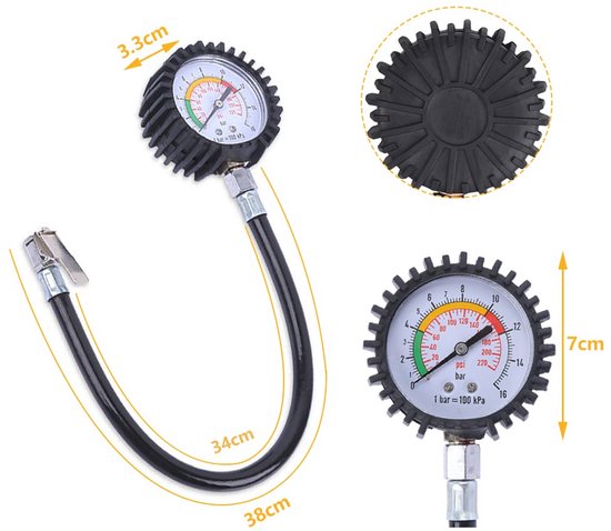 GEKER Bandenpomp voor compressor, 255 psi, digitale