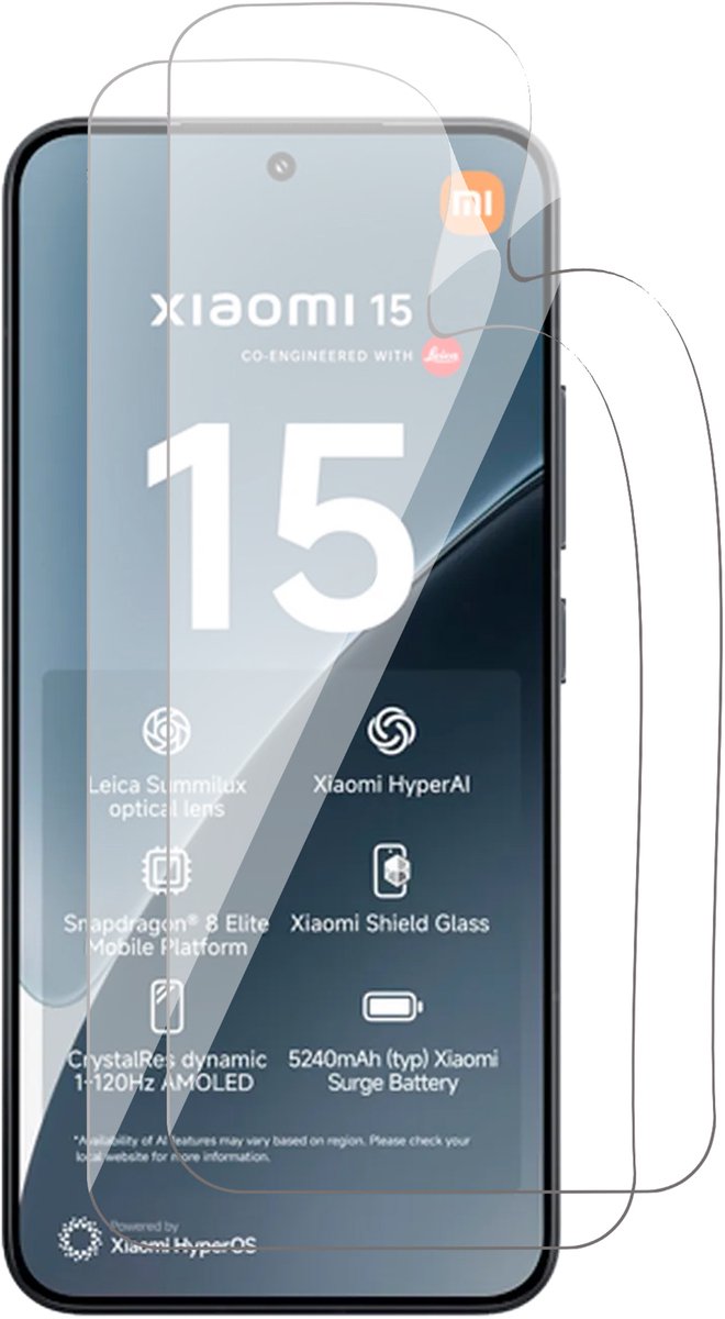 Screenprotector geschikt voor Xiaomi 15 - 2x FlexGuard Screen Protector
