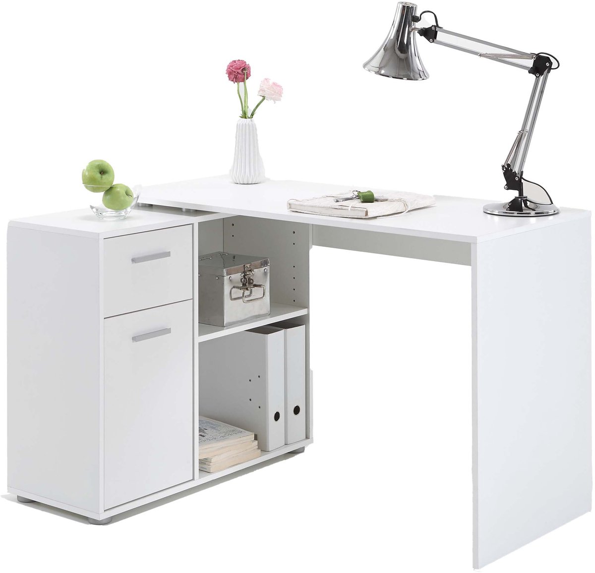 Bureau Texas Wit - 83x117cm - Met opbergruimte - Hoogte 74 cm - Met lades