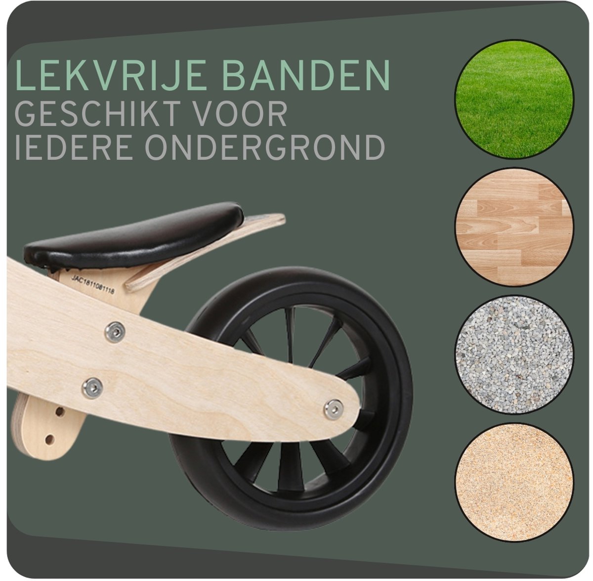 Bandits & Angels Smart Bike Loopfiets Hout 4-in-1 vanaf 1 jaar - Voor Jongens en Meisjes - Houten Loop Fiets - Omkeerbaar in Driewieler en Tweewieler - Verstelbaar Zadel — afbeelding 5