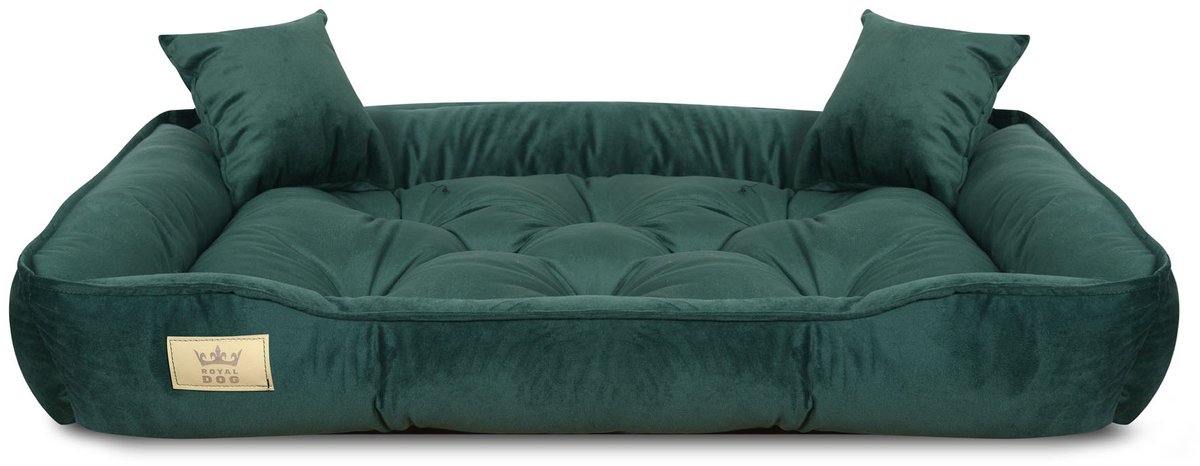 Hondenbed, box, 115x95 cm, donkergroen fluweel